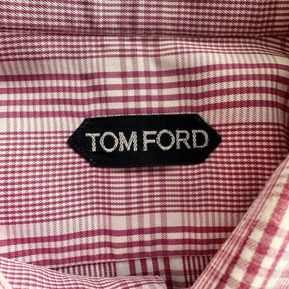 Tom Ford Red and White Checkered Dress Shirt - Picture 1 of 8